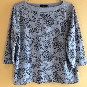 Karen Scott Grey Black Paisley Shirt Size XL